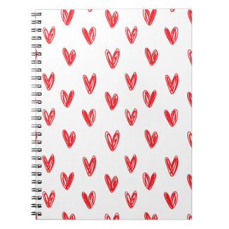 Hand Drawn Red Hearts Pattern – Minimal Valentine Notitieboek