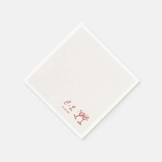 Hand Drawn Red Initials Wedding Servet (Hoek)