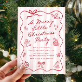 Hand-Drawn Red Merry Little Christmas Party Kaart