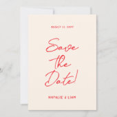 Hand Drawn Red Old Money Retro Quirky Wedding Save The Date (Voorkant)