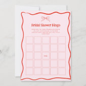 Hand Drawn Red Pink Bow Bridal Shower Bingo Game Kaart (Voorkant)