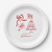 Hand Drawn Red Pink Scribble Birthday Party Papieren Bordje (Voorkant)