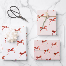 Hand Drawn Red Ribbon Bow Inpakpapier Vel