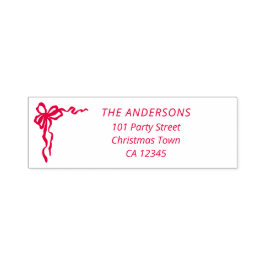 Hand Drawn Red Ribbon Bow Return Address Label  Zelfinktende Stempel