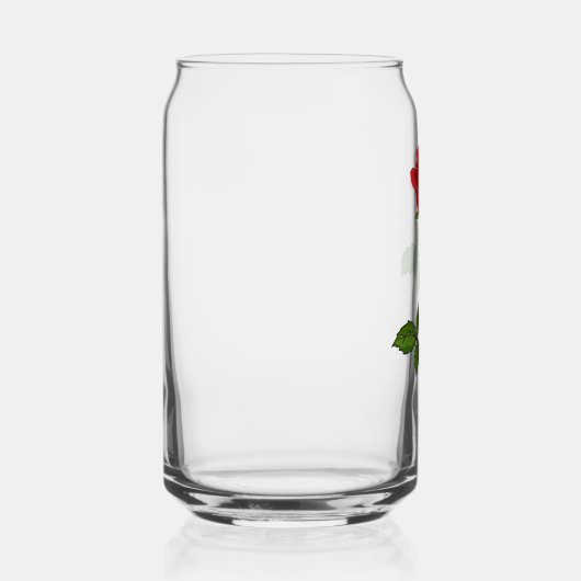 Hand-Drawn Red Rose Can Glass Blikvorm Glas (Rechts)