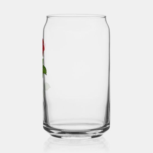 Hand-Drawn Red Rose Can Glass Blikvorm Glas (Links)