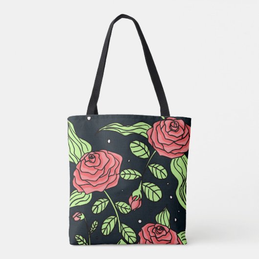 Hand Drawn Red Roses Tote Bag (Achterkant)