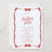 Hand Drawn Red Striped Whimsical Christmas Party Kaart (Voorkant)