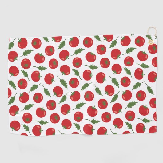 Hand Drawn Red Tomato Pattern Golfhanddoek (Horizontaal)