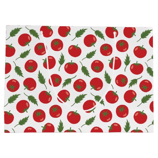 Hand Drawn Red Tomato Pattern Groot Cadeauzakje (Achterkant)