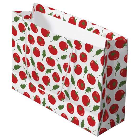 Hand Drawn Red Tomato Pattern Groot Cadeauzakje (Voorkant Gekanteld)
