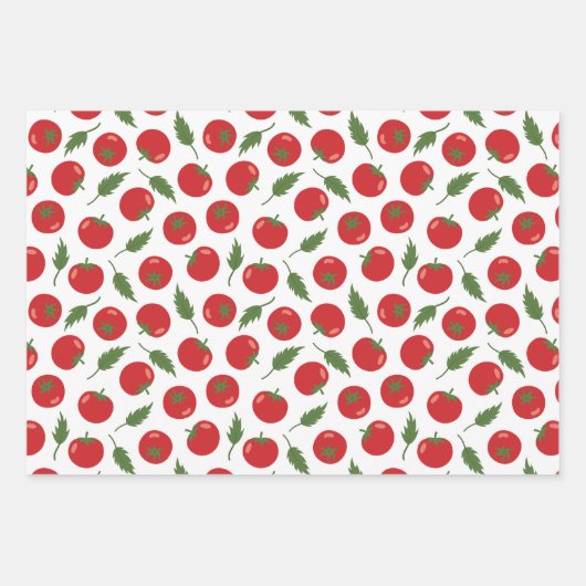 Hand Drawn Red Tomato Pattern Inpakpapier Vel (Voorkant 3)