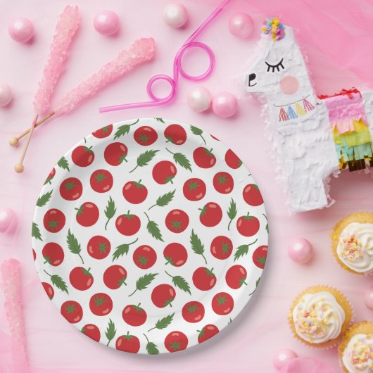Hand Drawn Red Tomato Pattern Papieren Bordje (Feest)