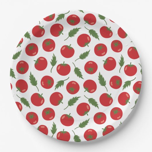 Hand Drawn Red Tomato Pattern Papieren Bordje (Voorkant)