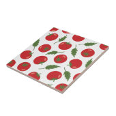 Hand Drawn Red Tomato Pattern Tegeltje (Zijkant)