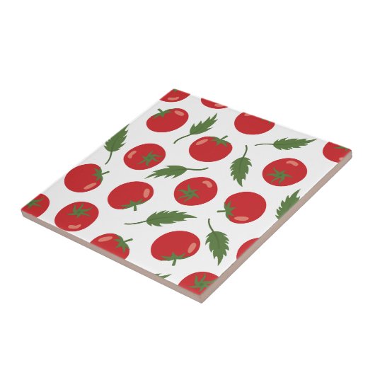Hand Drawn Red Tomato Pattern Tegeltje (Zijkant)