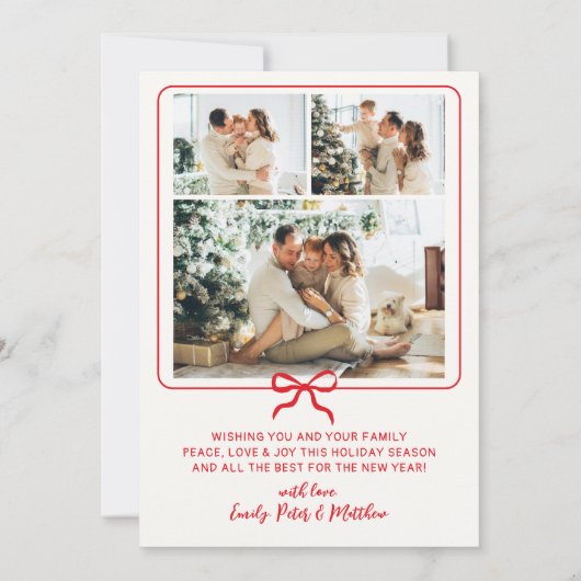 Hand-Drawn Red White Doodle Photo Merry Christmas Feestdagenkaart (Achterkant)