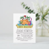 Hand Drawn Red & White Pirate Island Boy Birthday Uitnodiging Briefkaart (Staand voorkant)