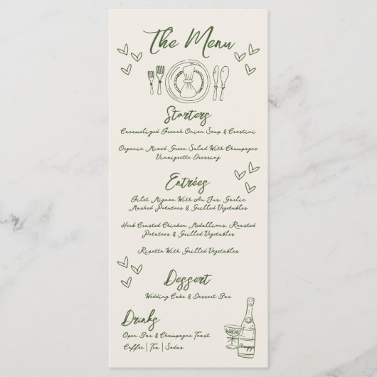 Hand Drawn Retro Wedding Menu (Voorkant)