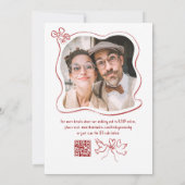Hand Drawn Retro Whimsical Burgundy Wedding Photo Kaart (Achterkant)