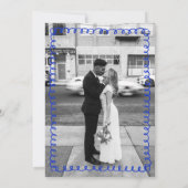 Hand Drawn Ribbon French Blue Wedding Foto Kaart (Achterkant)