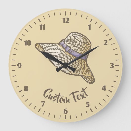 Hand Drawn riet Pet beige Grote Klok (Voorkant)