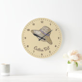 Hand Drawn riet Pet beige Grote Klok (Huis)