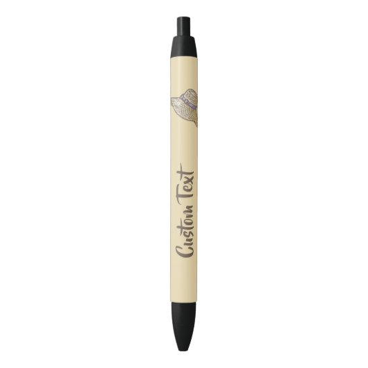 Hand Drawn riet Pet beige Zwarte Inkt Pen (Voorkant Verticaal)