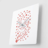 Hand-Drawn Romantic Line Art Face with Hearts and Vierkante Klok (Hoek)