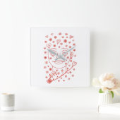 Hand-Drawn Romantic Line Art Face with Hearts and Vierkante Klok (Huis)