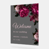 Hand Drawn Romantic Roses Wedding Welcome Acryl Bord (Hoek)