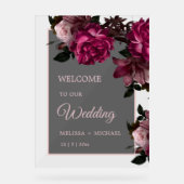 Hand Drawn Romantic Roses Wedding Welcome Acryl Bord (Voorkant)