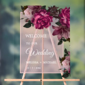 Hand Drawn Romantic Roses Wedding Welcome Acryl Bord (Neutraal)