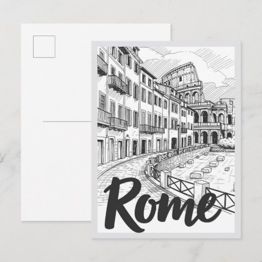 Hand drawn Rome Italy Scene Landmark Briefkaart (Voorkant / Achterkant)