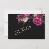 Hand Drawn Roses Black Floral RSVP Kaartje (Achterkant)