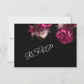 Hand Drawn Roses Black Floral RSVP Kaartje (Achterkant)