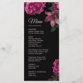 Hand Drawn Roses Dark Romantic Wedding Menu