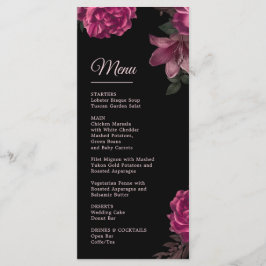 Hand Drawn Roses Dark Romantic Wedding Menu