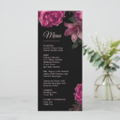 Hand Drawn Roses Dark Romantic Wedding Menu (Staand voorkant)