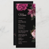 Hand Drawn Roses Dark Romantic Wedding Menu (Voorkant / Achterkant)