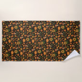 Hand Drawn Rustic Fall Pattern Beach Towel Strandlaken (Voorkant)