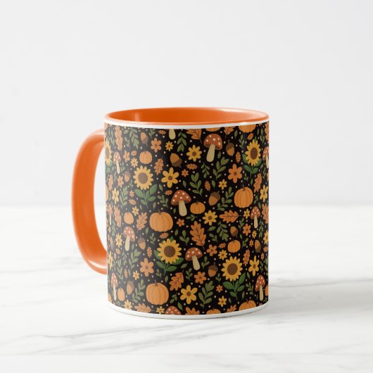 Hand Drawn Rustic Fall Pattern Coffee Mug Mok (Voorkant links)