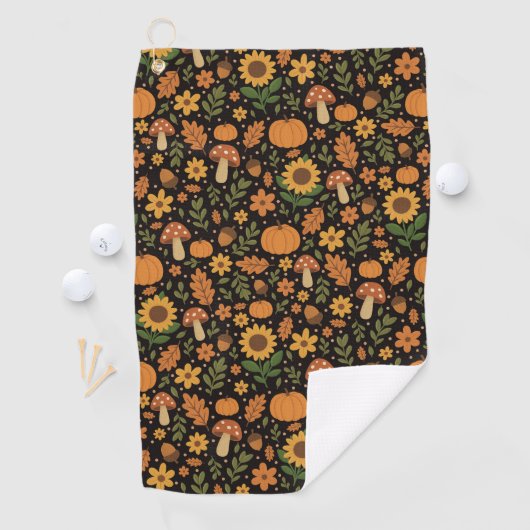 Hand Drawn Rustic Fall Pattern Golf Towel Golfhanddoek (Insitu)