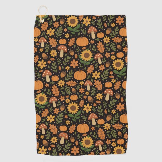 Hand Drawn Rustic Fall Pattern Golf Towel Golfhanddoek (Voorkant)