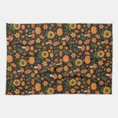 Hand Drawn Rustic Fall Pattern Kitchen Towel Theedoek (Horizontaal)