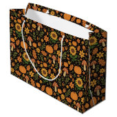 Hand Drawn Rustic Fall Pattern Large Gift Bag Groot Cadeauzakje (Achterkant Gekanteld)