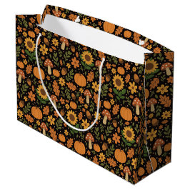 Hand Drawn Rustic Fall Pattern Large Gift Bag Groot Cadeauzakje