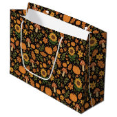 Hand Drawn Rustic Fall Pattern Large Gift Bag Groot Cadeauzakje (Voorkant Gekanteld)