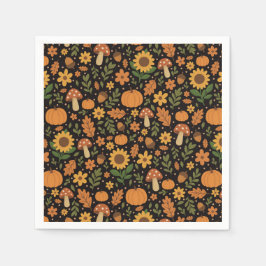 Hand Drawn Rustic Fall Pattern Napkins Servet