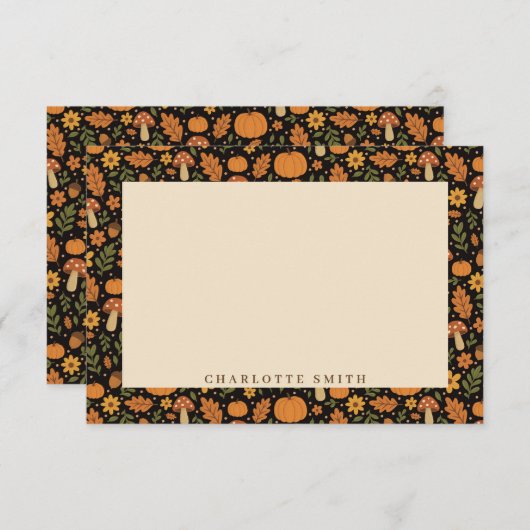 Hand Drawn Rustic Fall Pattern Note Card Notitiekaartje (Voorkant / Achterkant)